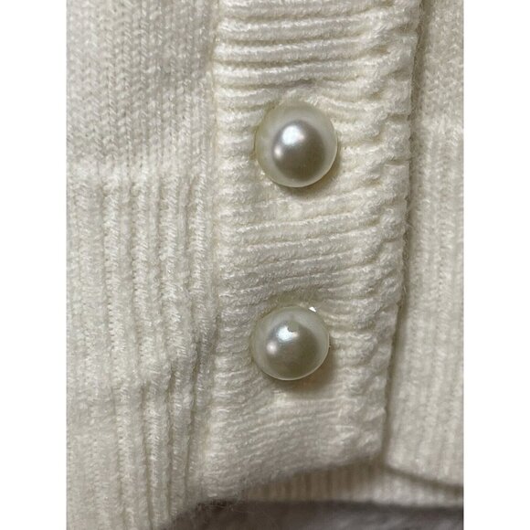 Vintage Classic Elements Cream Ivory Cardigan Sweater Pearl Buttons Womens XL - Picture 4 of 12
